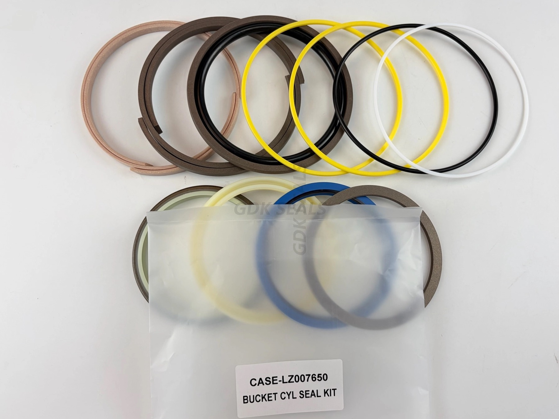 CASE LZ007650 Bucket Hydraulic Seal Kit for CX210B CX210BNLC Excavator | PU/NBR Cylinder Piston Rod Repair Kit | Also Fits Sumitomo SH210-5 | Overhaul Kit